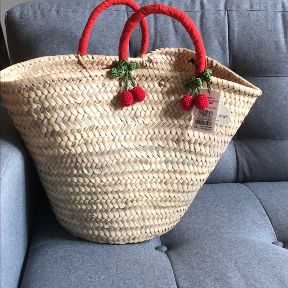 Cherry straw tote - Caterina Bertini